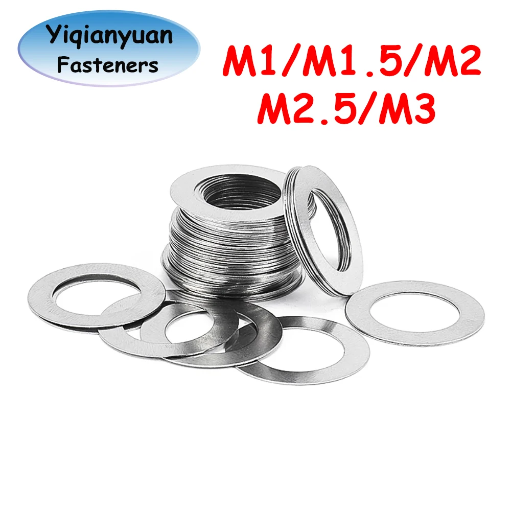 Yiqianyuan M1 M1.5 M2 M2.5 M3 DIN988 SUS304 Регулировочные шайбы из нержавеющей стали Ультратонкие простые шайбы Плоские прокладки