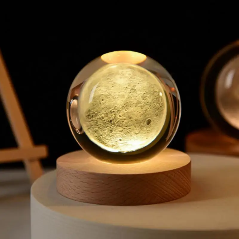 Светодиодный ночник USB лампа Galaxy Crystal Ball 3D-лампа Planet Moon украшение для дома
