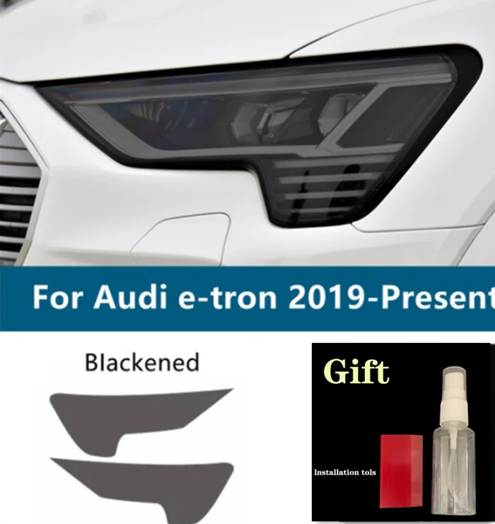 

2 шт. для Audi e tron Quattro 2020, тонировка для автомобильной фары, Черная защитная пленка, защита, прозрачная наклейка из ТПУ, аксессуары