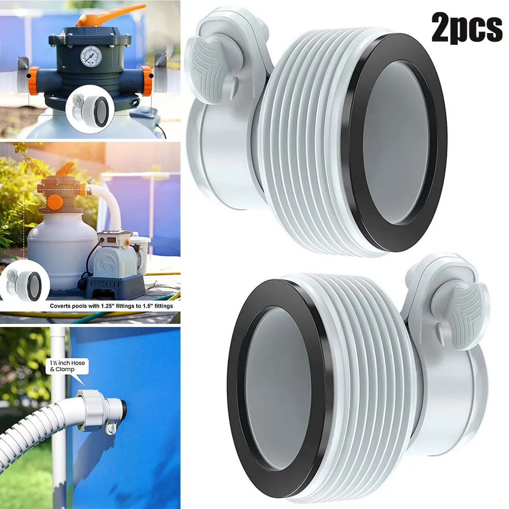 2Pcs Valve Drain Adapter for Intex Hose Adapter B Pool 1.25in To 1.5in Pump Parts Fitting Conversion Outdoor Hot Tub Accessories