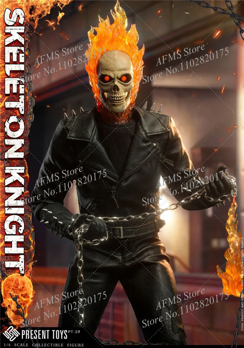 Фото Коллекционная фигурка-модель PRESENT TOYS PT-sp59 1/6: Мотоциклетный каскадер-воин Ghost Rider, полный комплект, 12 дюймов №4