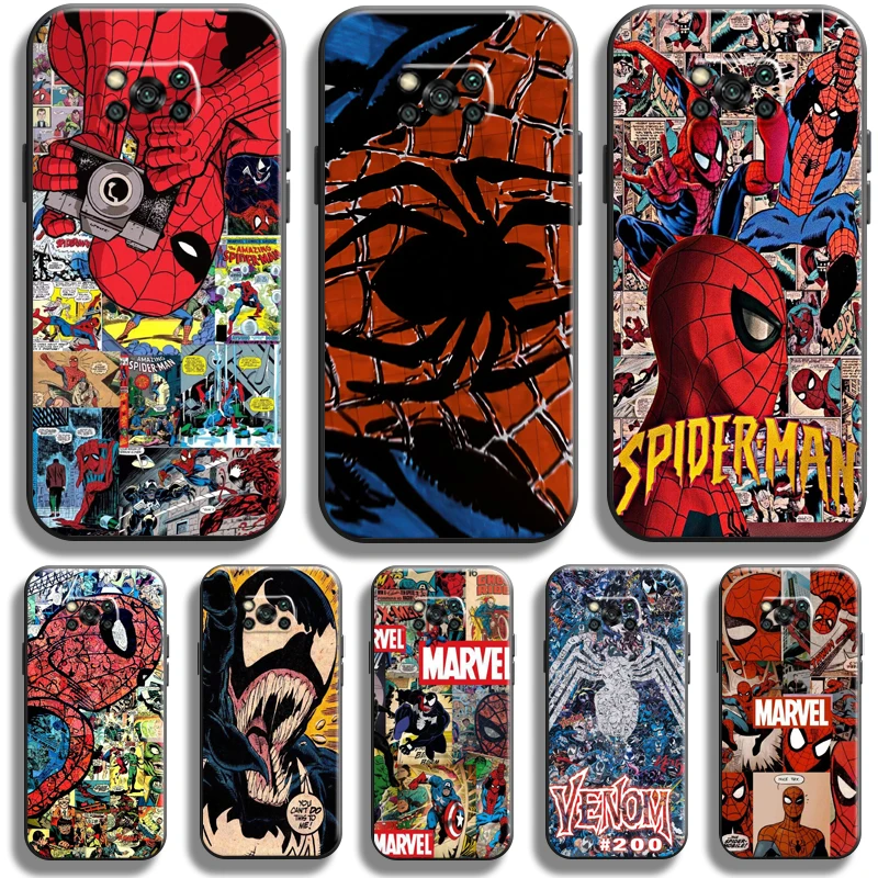 

Marvel Spiderman Venom Phone Case For Xiaomi Poco X3 Pro NFC For POCO X3 GT Case Carcasa Funda Liquid Silicon Back Black