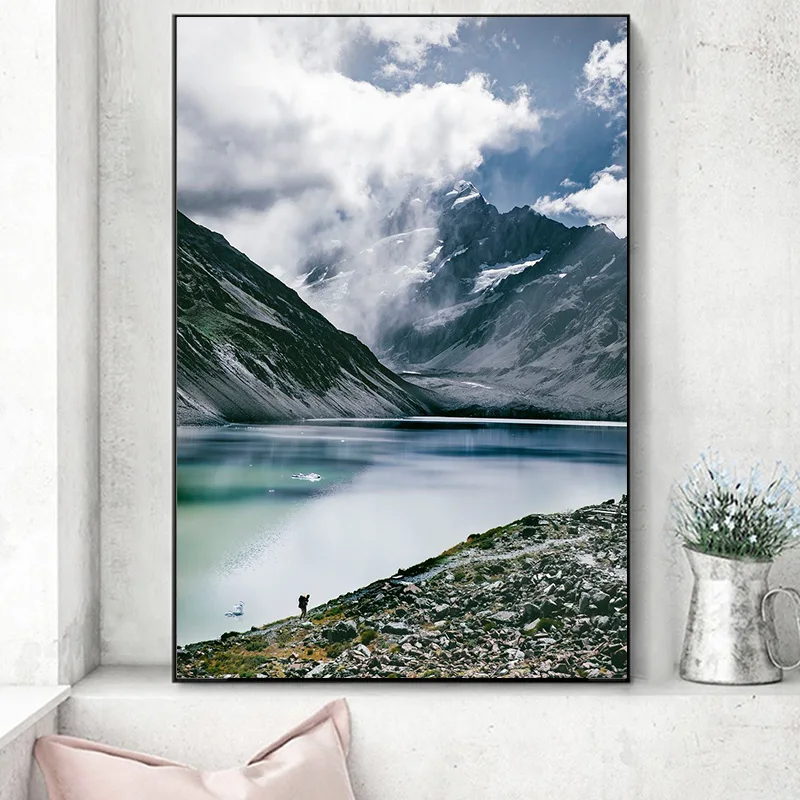 

Nordic Natural Landscape Canvas Painting Wall Art Scandinavian Scenery Mountain Lake Poster Prints For Living Room Home Decor