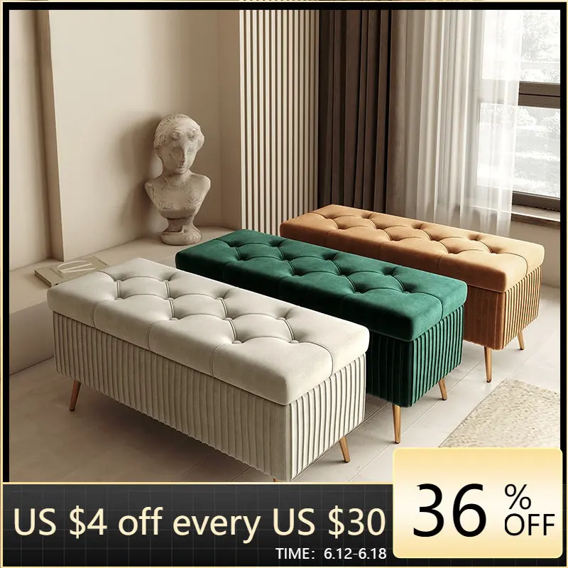 

Nordic Light Luxury Stools Bedroom Bed End Sofa Ottomans Home Door Long Bench Clothing Store Shoe Changing Stool Storage Ottoman