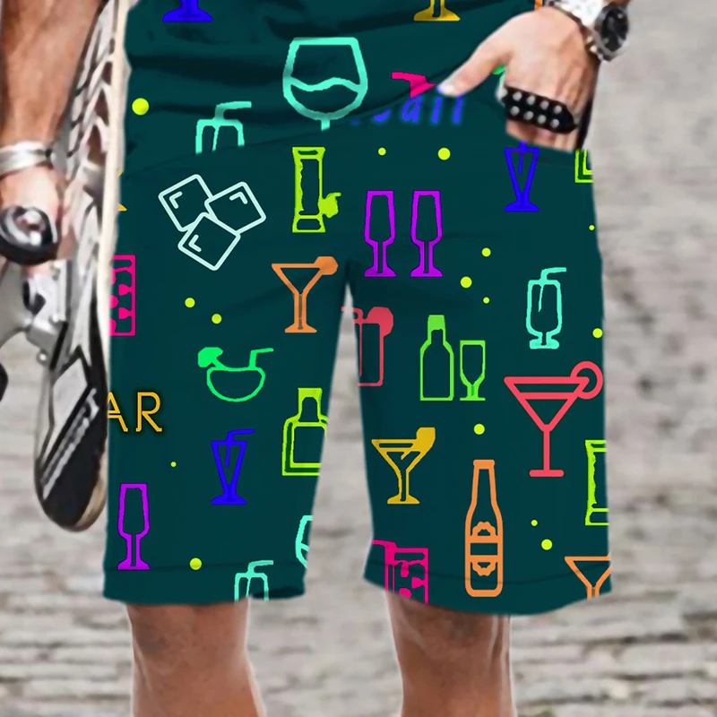 Men's Shorts Elastic Waist Colorful Graffiti Streetwear Quick Dry Comfortable Pattern Loose Oversized 3D Printed Harajuku Funny