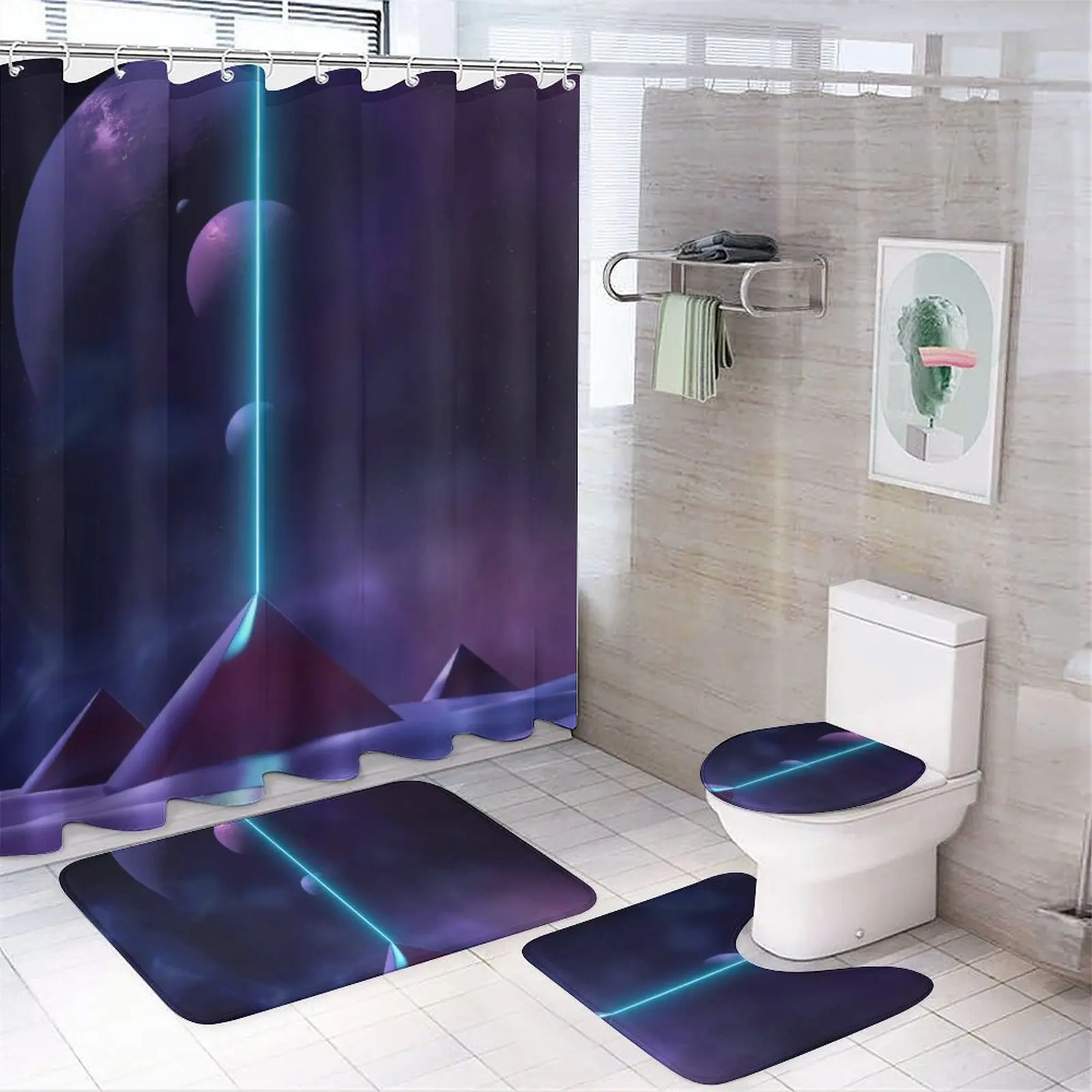 

home bathroom floor mats and shower curtain Bath Foot mat modern bathroom accessories rug Toilet mat Bathtub anti-slip carpet