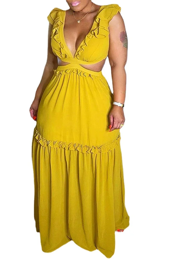 

Summer Sexy Maxi Dress for Women 2022 Solid V Neck Sleeveless Backless Chiffon Bandage Beach Party Women Dresses Vestido