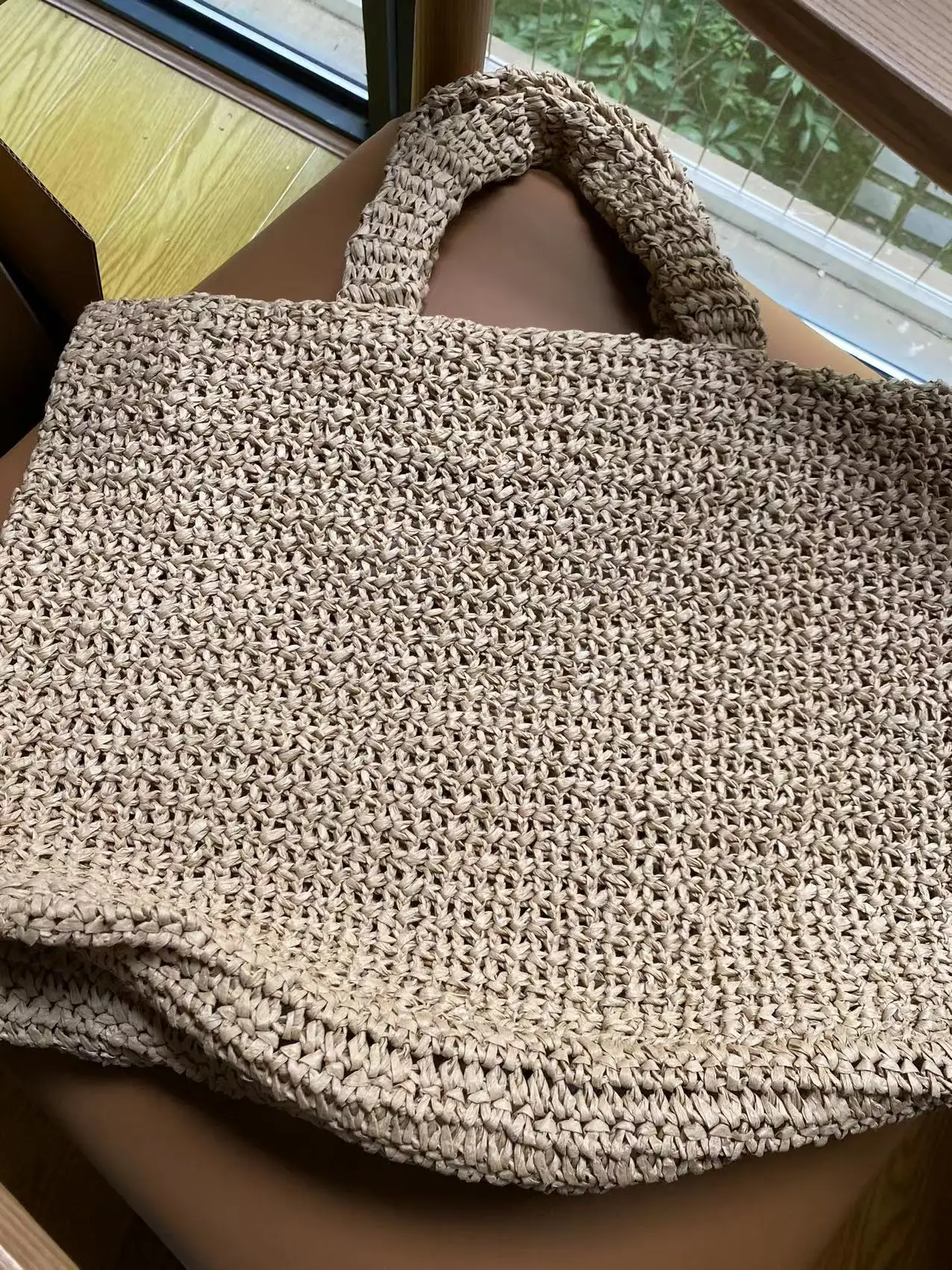 

Женская плетеная пляжная сумка из рафии ручной работы от H 2022, 48 см, сумка через плечо с ручкой сверху, сумка-тоут для отпуска, дизайн розового...