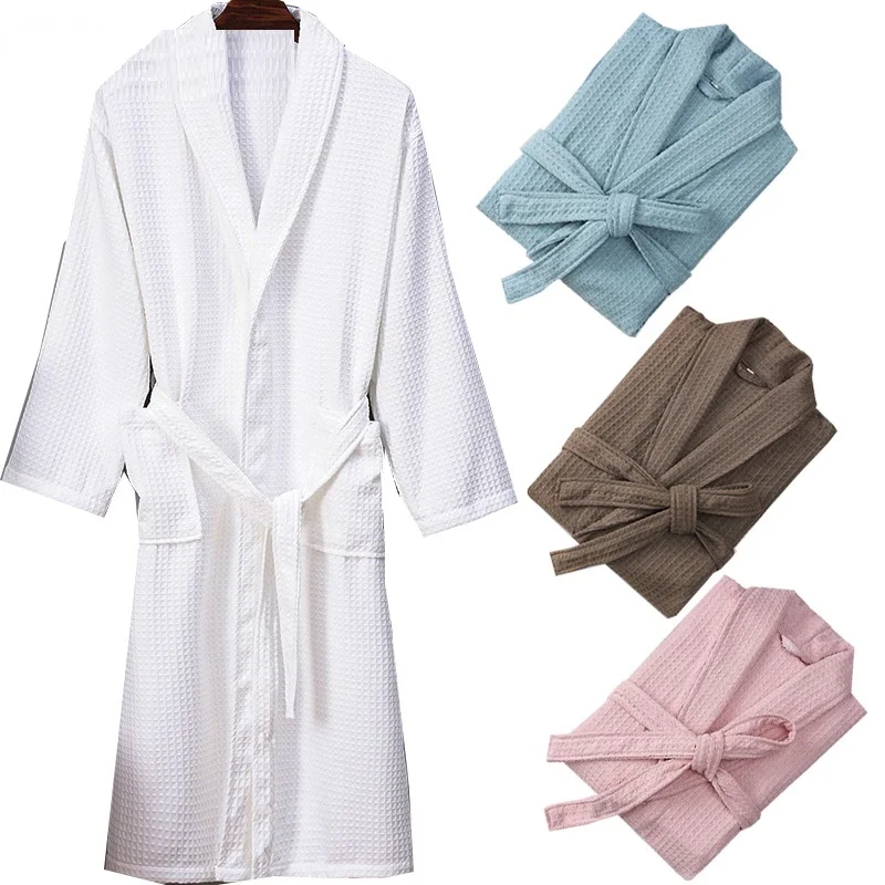 

2022 однотонная вафельная ночная рубашка с V-образным вырезом, спальные халаты, Женская домашняя одежда, кимоно, халаты, банные халаты, спа-сауна, одежда