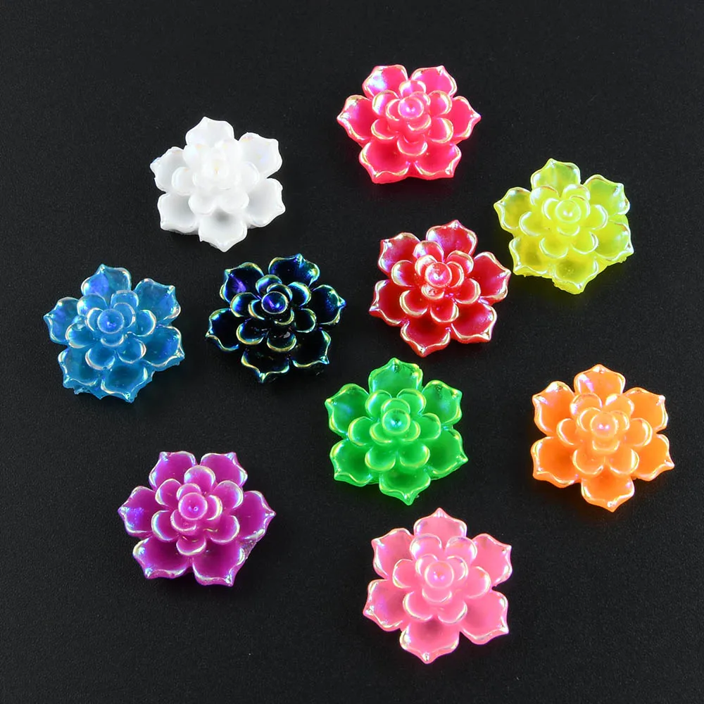 

20pcs 20mm FlatBack Resin Rhinestones AB Color Flower for Wedding Decoration Scrapbooking Crafts Lamp Shades Diy Design Apparel