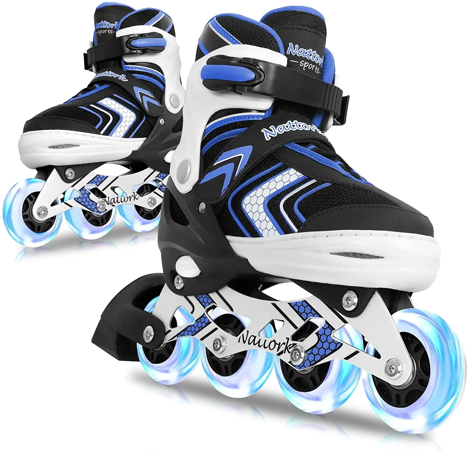 

Nattork Adjustable Inline Skates for Kids and Youth with Full Light Up Wheels,Fun Illuminating Beginner for Girls, Boys