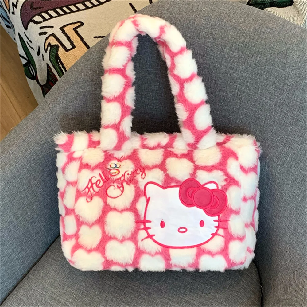 

Hello Kitty Y2k Plush Bag 산리오 가방 Kawaii Sanrio Plushie Handbag Anime Large Capacity Hellokitty Stuffed Backpack for Girls Gifts