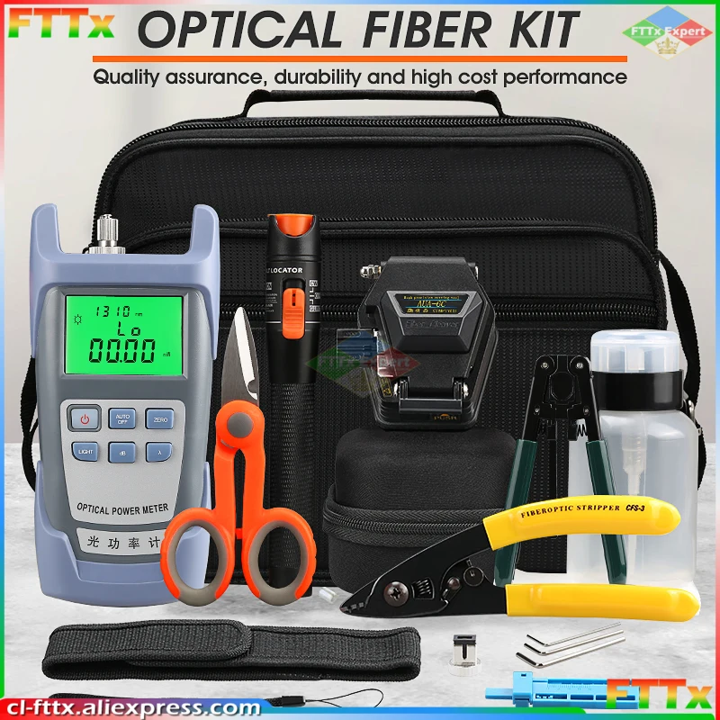 

16pcs/set Fiber Optic FTTH Tool Kit with AUA-6C Fiber Cleaver Optical Power Meter 10MW Visual Fault Locator Wire stripper