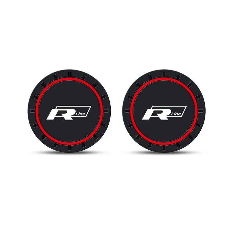 

2 шт., автомобильные коврики с логотипом Rline R line, нескользящие подушечки для чашки воды для VW Golf 7 MK7 Golf 6 MK6 Tiguan Polo CC Jetta