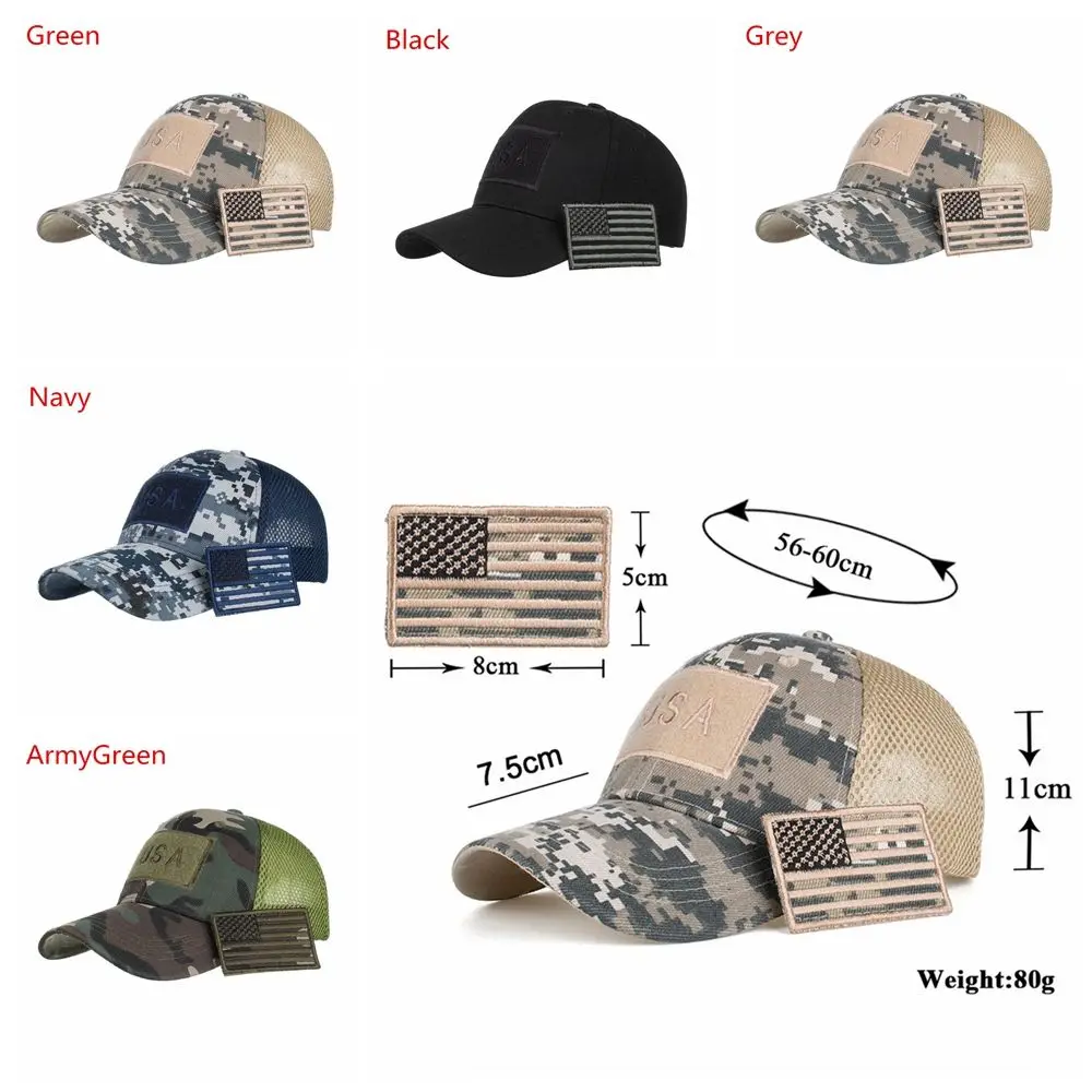 1PC Fashion Mens Cotton Baseball Cap USA Army American Flag Tactical Trucker Hats Mesh Hat Outdoor Sport images - 6