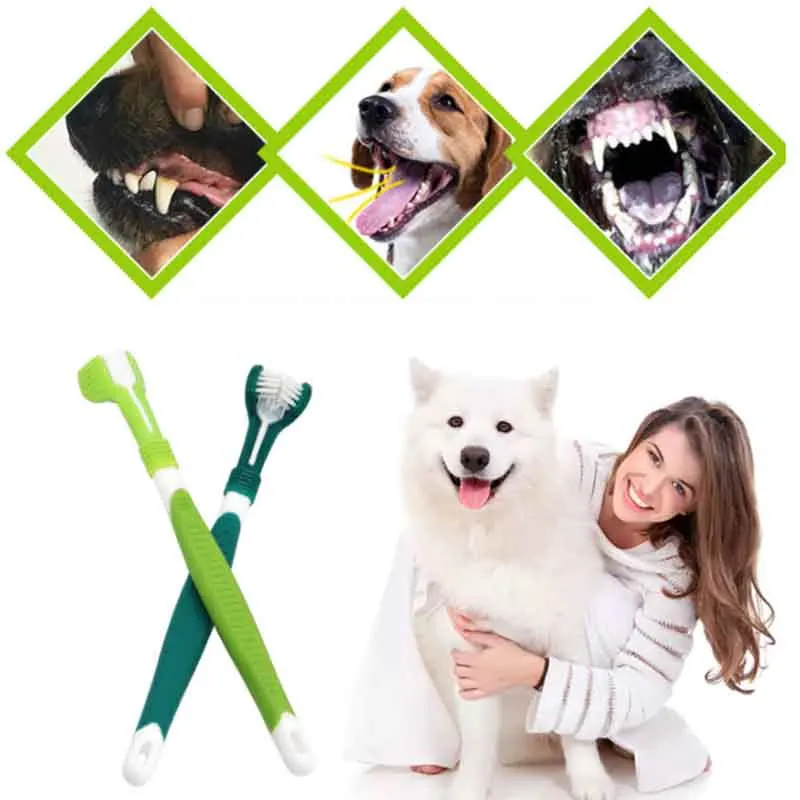 

Pet Toothbrush Three-Head Toothbrush Multi-angle Brushing Teeth Cleaning To Remove Bad Breath Dog Cat Toothbrush Pet Products