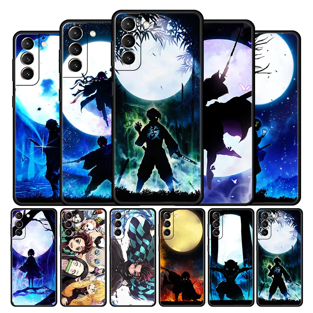 

Case Cover for Samsung Galaxy Note 10 20 8 9 10+ Ultra F12 F22 M30s M11 M22 5G Shockproof Black Full Demon Slayer Japan Anime