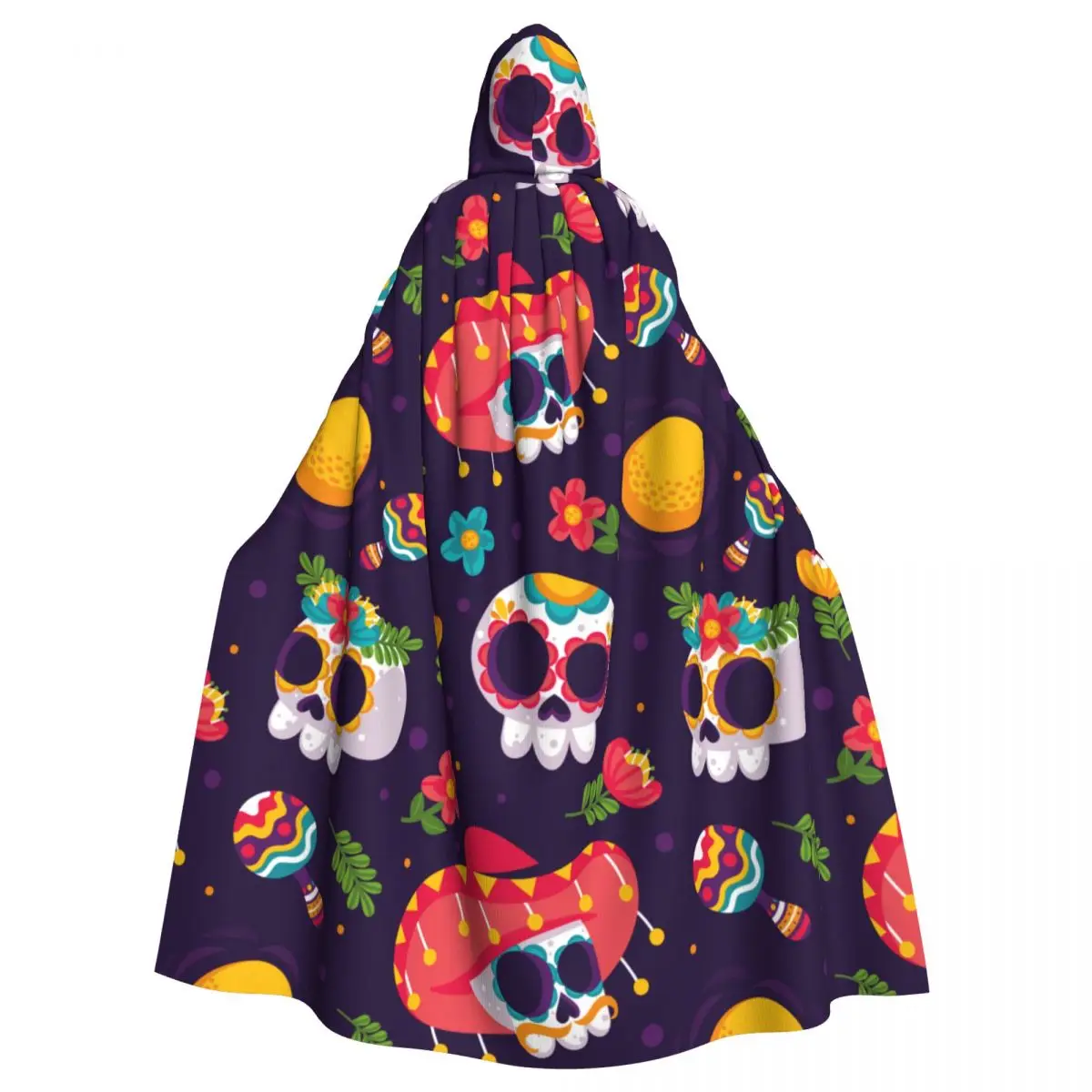 

Unisex Witch Party Reversible Hooded Adult Vampires Cape Cloak Day Dead Skull