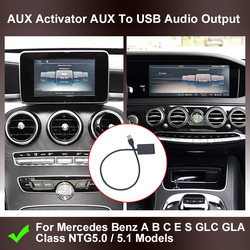 

7-дюймовый автомобильный экран AUX-USB-адаптер для Mercedes Benz NTG 5.0/5.1 System Audio Input Output Converter Aux Activator