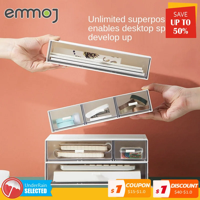 

3 Grids Desktop Storage Box Creative Home Cosmetics Storage Cabinet Office Drawer Free Combination Sundries Storage Box