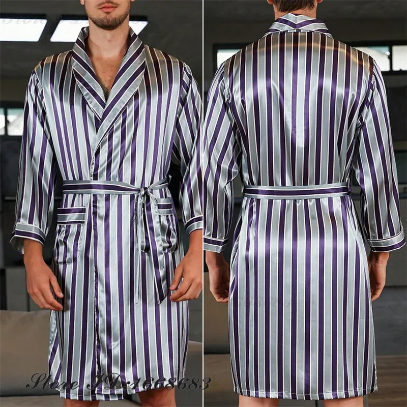 Новый мужской халат с карманом весна-лето мужская одежда для сна кимоно