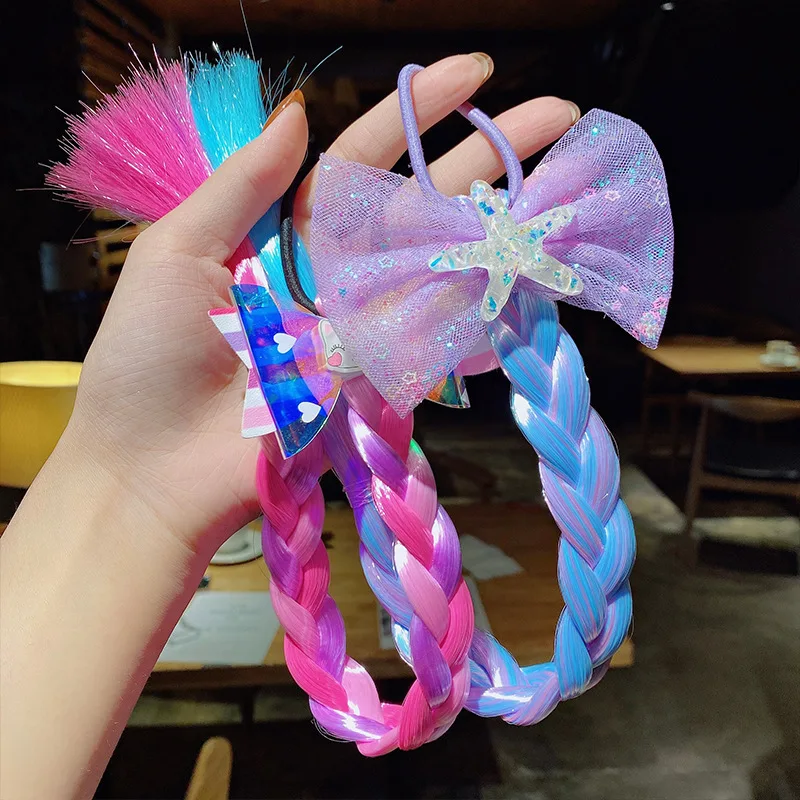 

Colorful Wig Hair Accessories Braiding Hair Fake Twist Braid Bow Headdress Cartoon Butterfly Hair Clips for Kids Girls Barrette