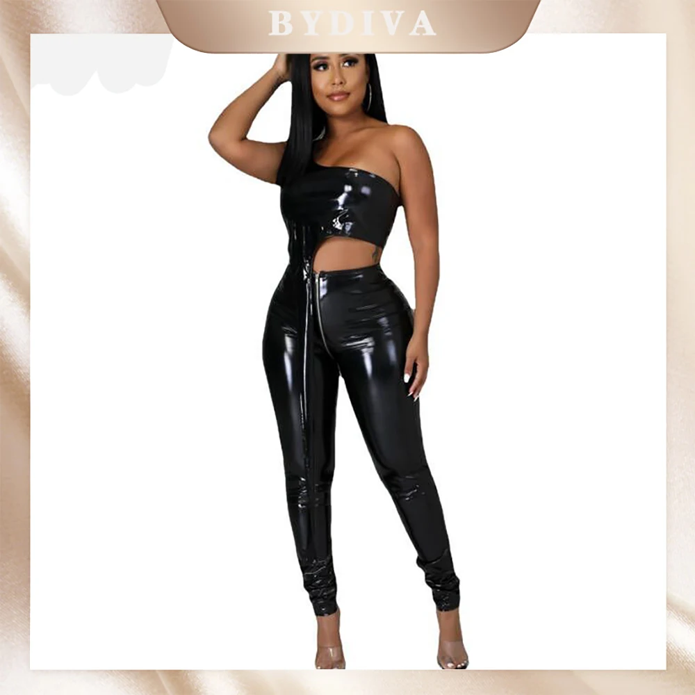 BYDIVA искусственная кожа сексуальный на одно плечо без рукавов необычный жилет