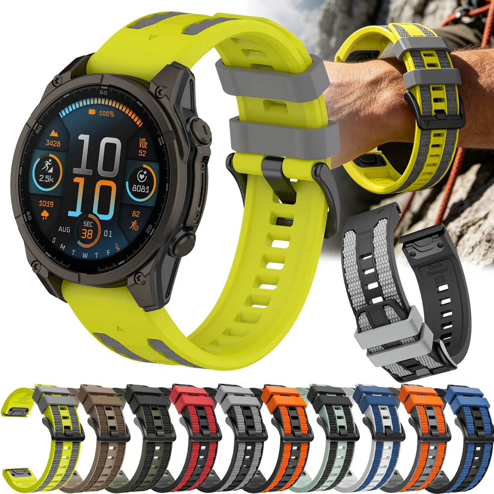 Фото Силиконовый быстросъемный спортивный ремешок для Garmin Fenix E, Forerunner 945/965, 7/7X/6/6X/5/5X Plus, Epix Pro, Enduro 3, Tactix 8/7 Pro №1