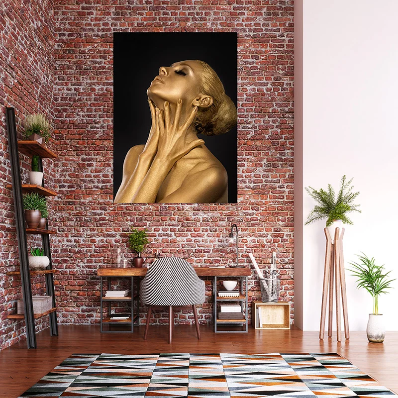

Home Decoration Accessories Gold Face Naked Women Sexy Girl Uncensored Photos Pornography Poster Aesthetic Wall Room Deco