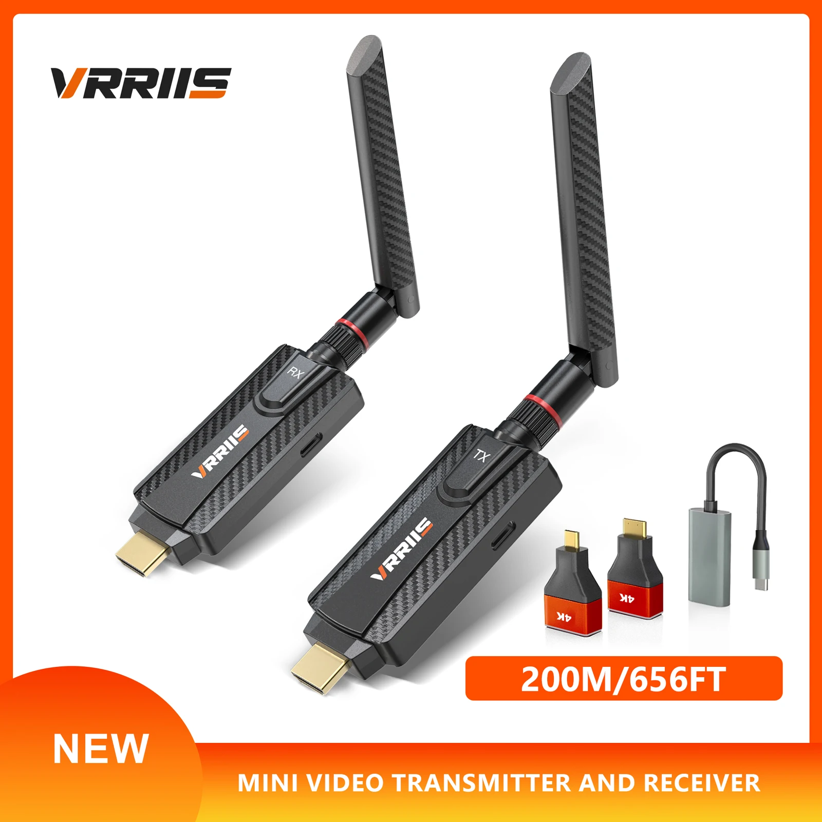 Беспроводной HDMI-передатчик и приемник видео 200 м, 5G адаптер для подключения ПК, камеры, ноутбука к проектору, монитору, телевизору (art.: 3920d970ae86f) - 3920d970ae86f