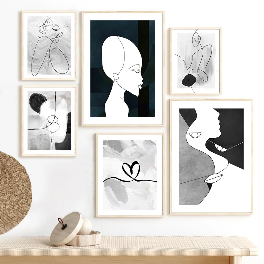 

Line Color Block Abstract Girl Minimalist Wall Art Canvas Painting Nordic Posters And Prints Wall Pictures For Living Room Decor