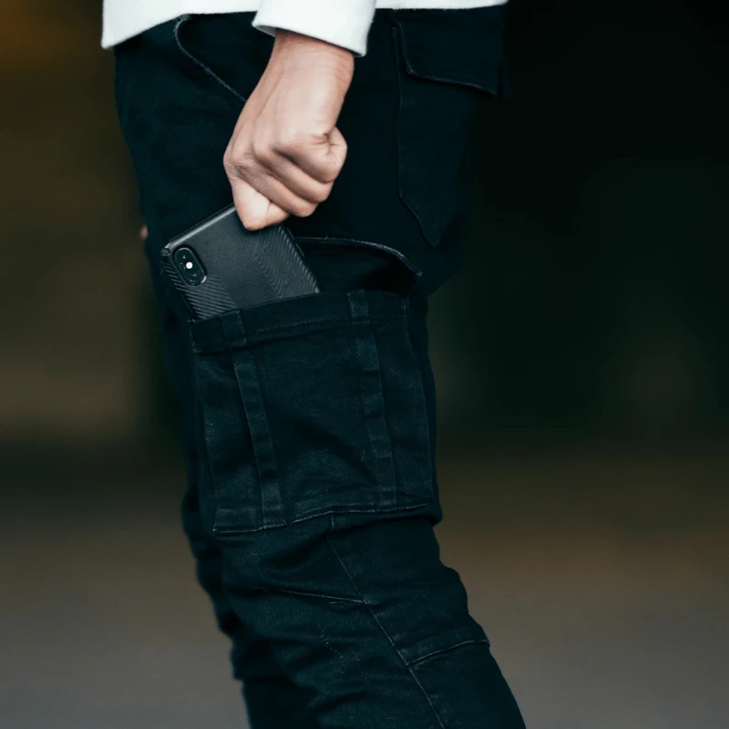 Men's Skinny-Fit Stretch Jean, Regular Fit Jeans Black Jeans Distressed Streetwear Men Spring and Autumn