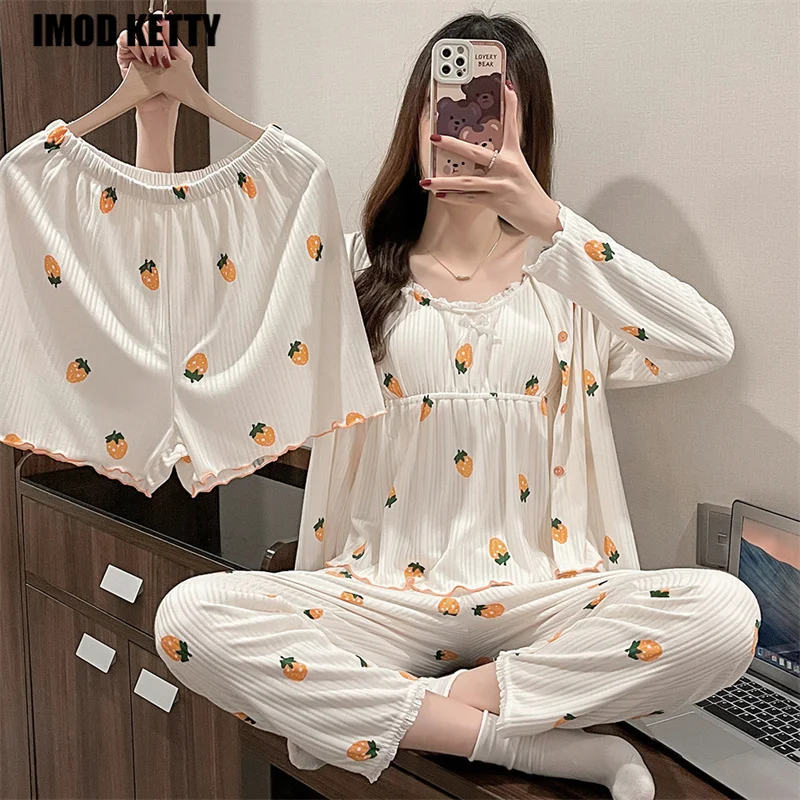 set woman 4 pieces Women's pajamas summer pajama for women Sleepwear womens outfits pyjamas sets nuisette femme home clothes