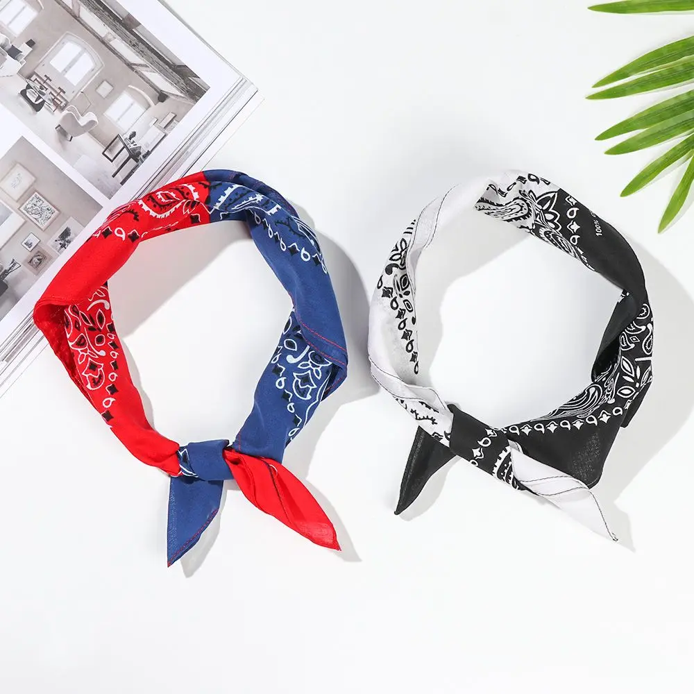 Квадратный хлопковый шарф-повязка с цветочным принтом 55 х55 см - купить по