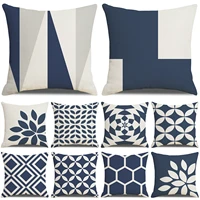 blue geometry cushion cover 45x45cm pillowcase linen decorative cushions for sofa nordic style decoration pillowcover