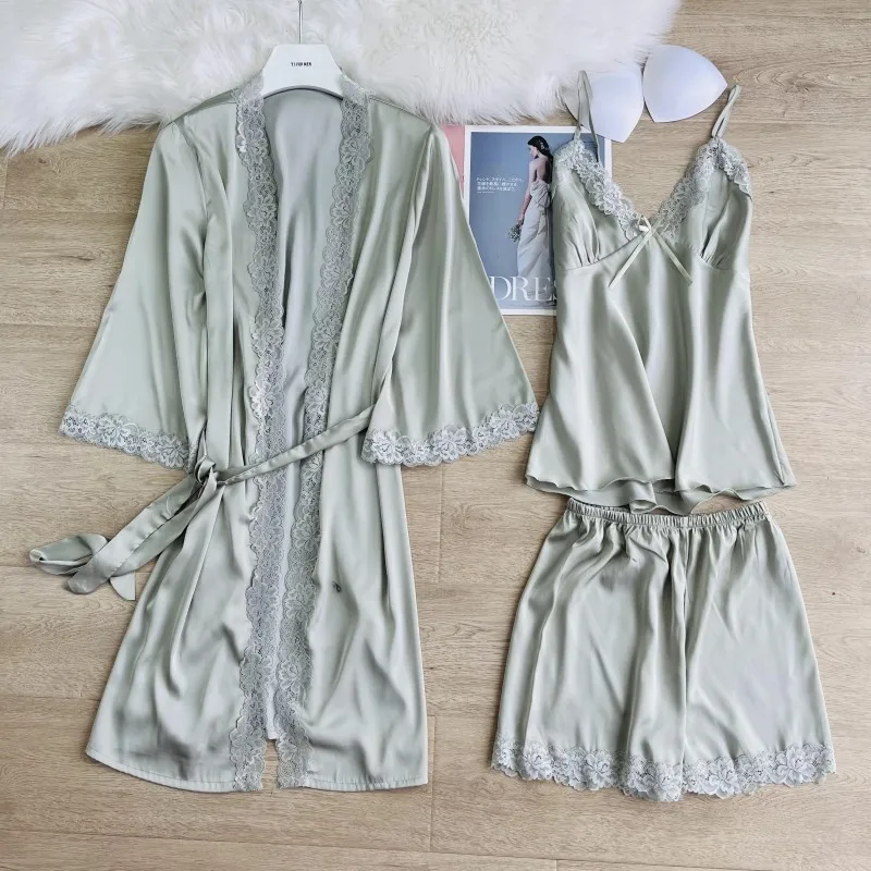 Женский кружевной летний пижамный комплект M-XL Милая Ночная рубашка с V-образным