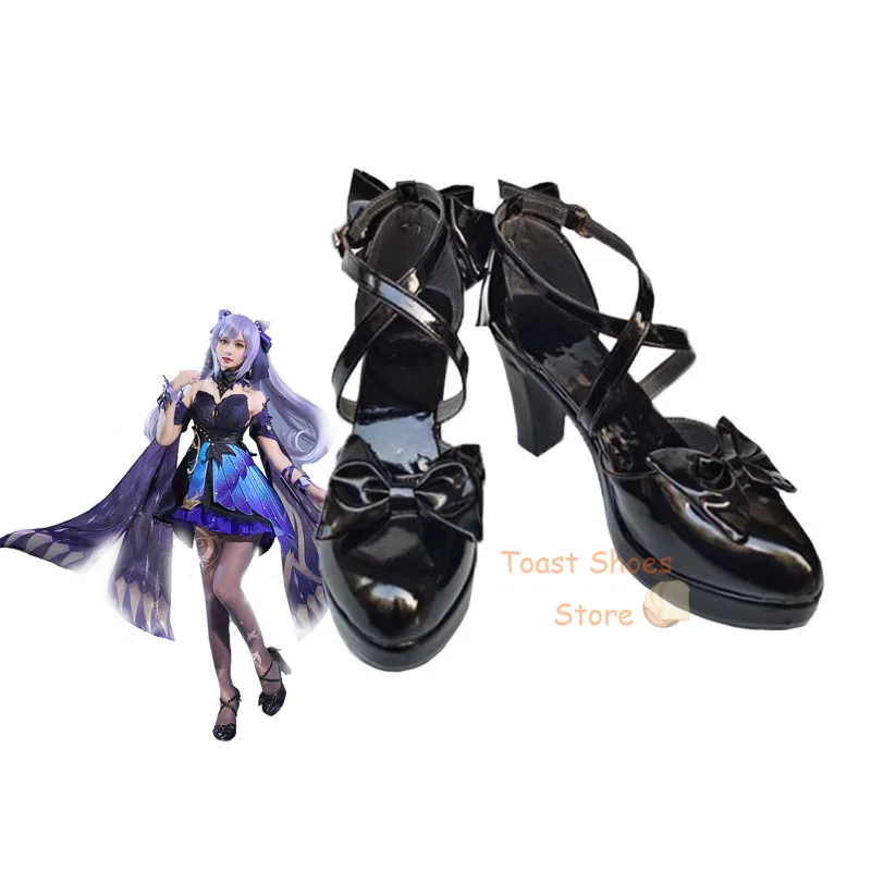 

Game Genshin Impact Keqing Cosplay High-heeled Shoes Comic Anime Game Role Play for Con Halloween Cosplay Costume Prop Shoes