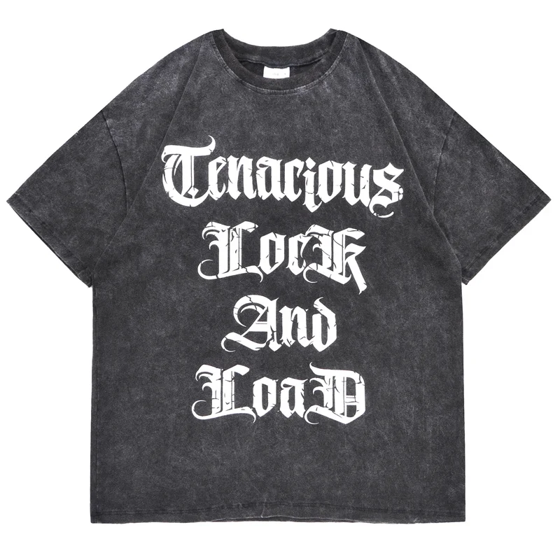 

Hip Hop Streetwear Gothic T Shirt Letter Print Vintage Washed Tops 2022 Summer Harajuku Casual Cotton Short Sleeve Tops Tees