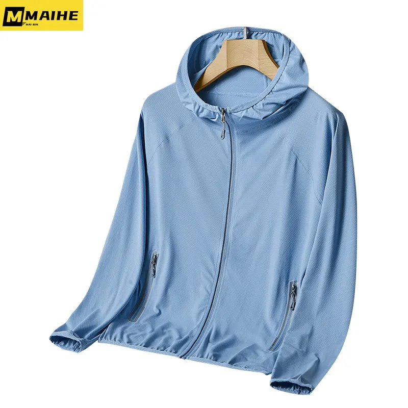 

Summer UPF50+ Ice silk Sun-protective clothing men's and women's hooded jackets outdoor waterproof fishing hunting trench coat