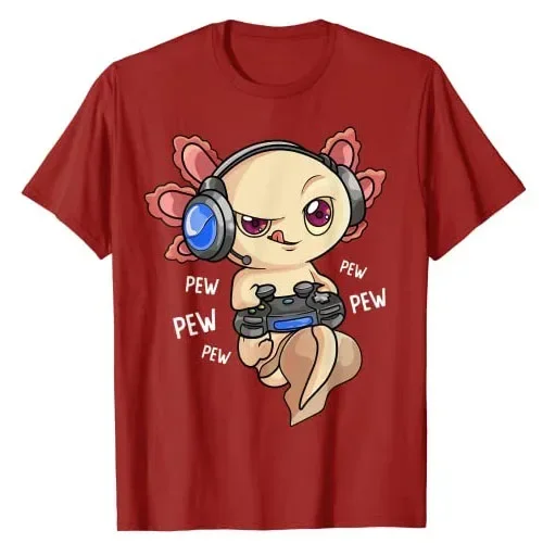 Axolotl игровые Детские футболки для мальчиков и девочек с милыми рисунками из аниме