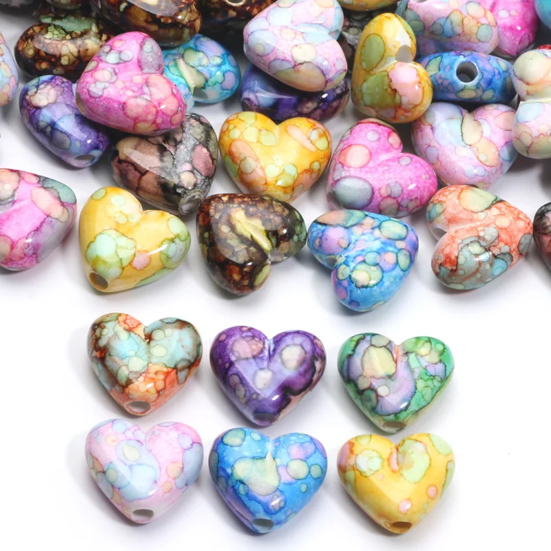 Цветные акриловые бусины в форме сердца насыпные бусины-разделители для