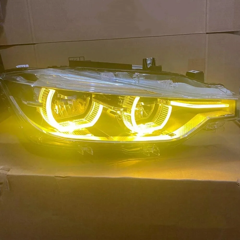 Фото Желтые фары DRL со светодиодными чипами для BMW 3 серии F30 F31 320i 330i 340i 2016-2019, источник дневных ходовых огней 63117419610 №5