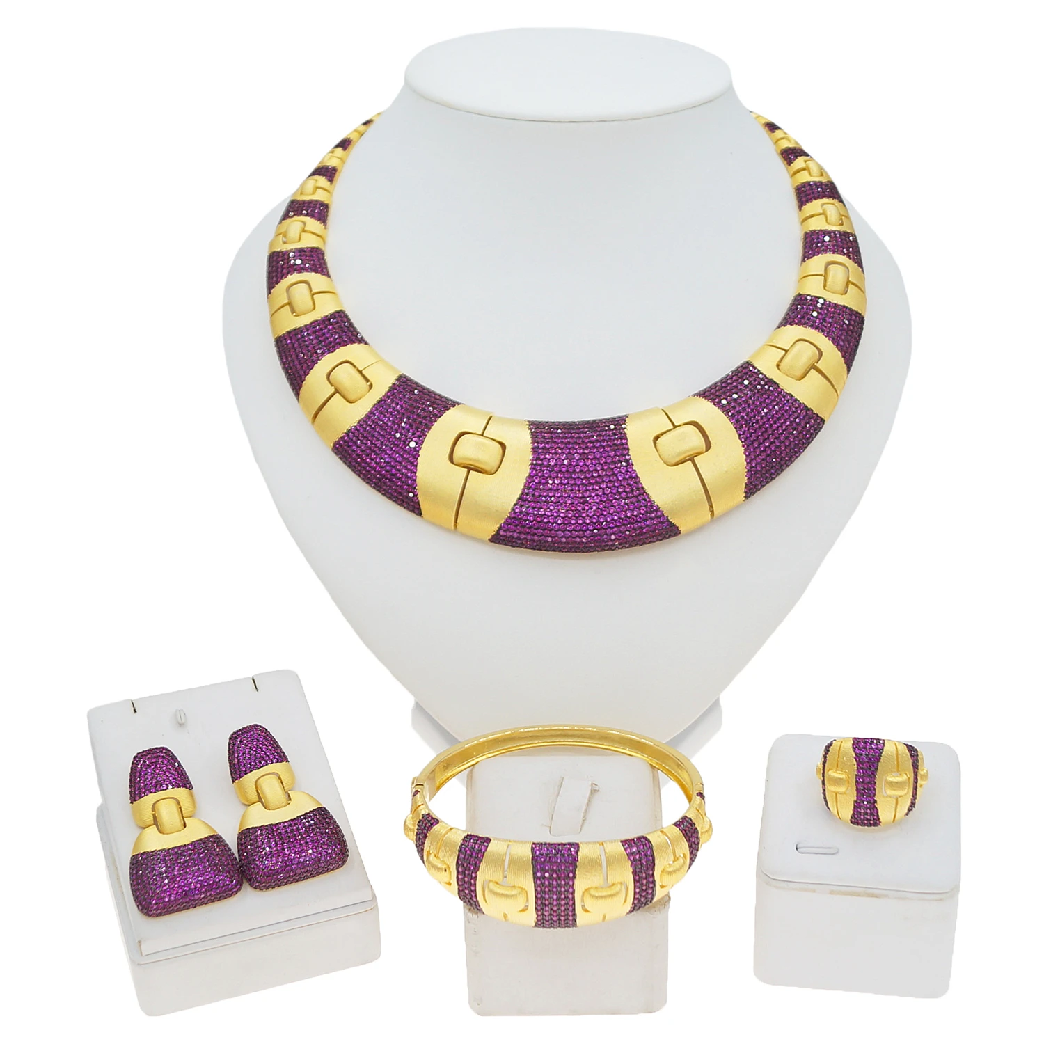 Yulaili благородный роскошный американский фиолетовый комплект ювелирных изделий с