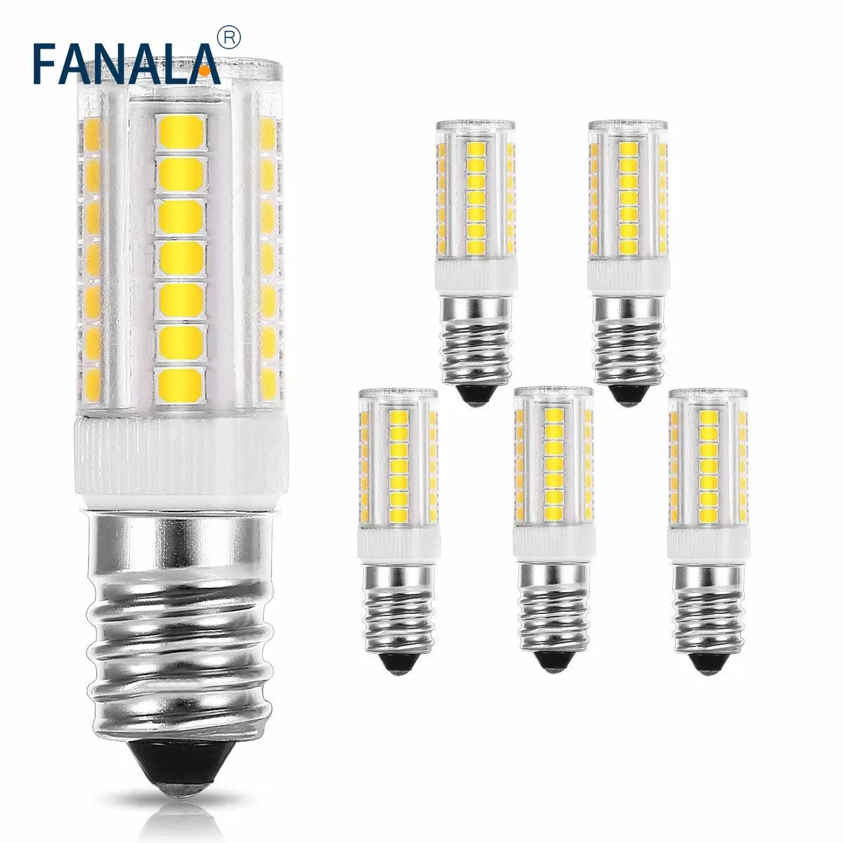 E14 4000K Corn LED Light Bulbs 7W Replace 50W Bulb Natural White Small Edison Screw lights 51leds 400lm 5Pack [Energy Class A+]