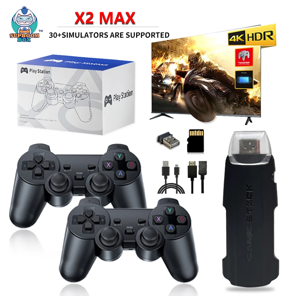 Игровая консоль X2 MAX 4K HD 128G Встроенный беспроводной контроллер 30000 игр ТВ-игровая
