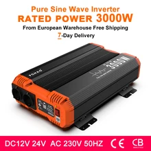 FCHAO 3000wt pure sine wave solar panel inverter 24v 12v to 220V 230V home improvement or outdoor RV booster with LCD display