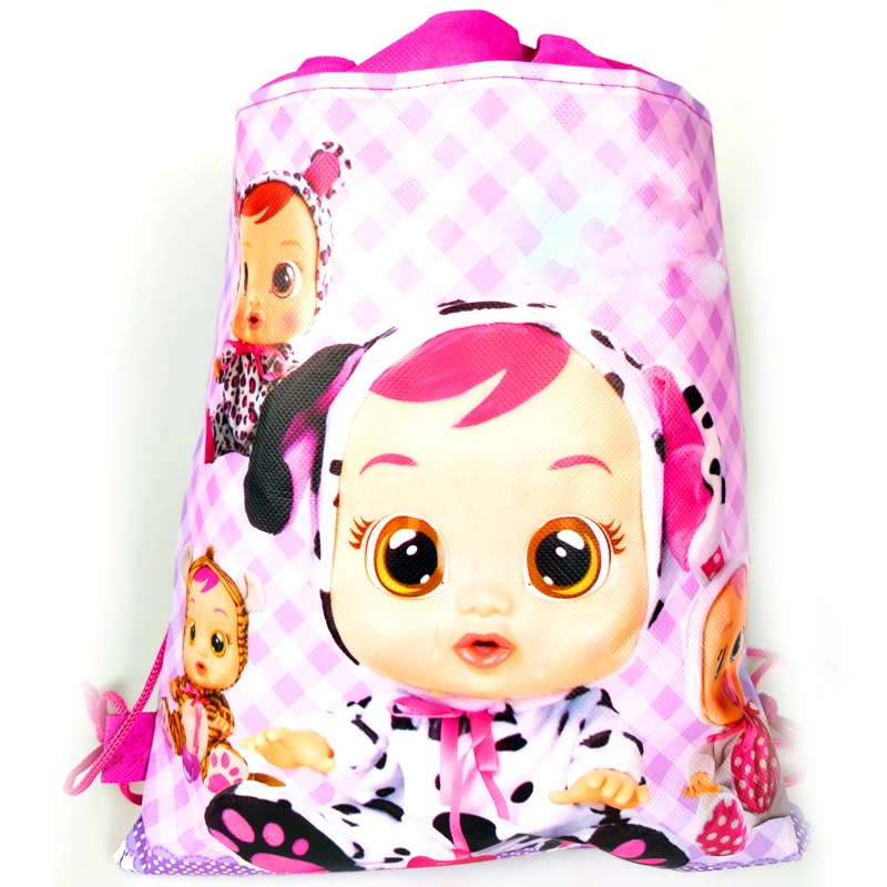 

12pcs/Lot Cry Babies Theme Mochila Birthday Party Decorations Baby Shower Non-woven Fabrics Kids Favors Drawstring Gifts Bags
