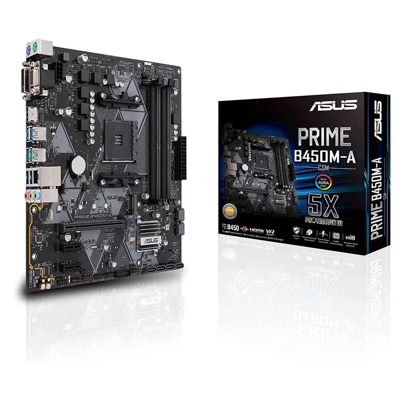 

Материнская плата ASUS PRIME B450M-A AMD B450M (Ryzen AM4) Micro ATX с поддержкой M.2, HDMI/Φ/D-Sub, SATA 6 Гбит/с, 1 ГБ Ethernet