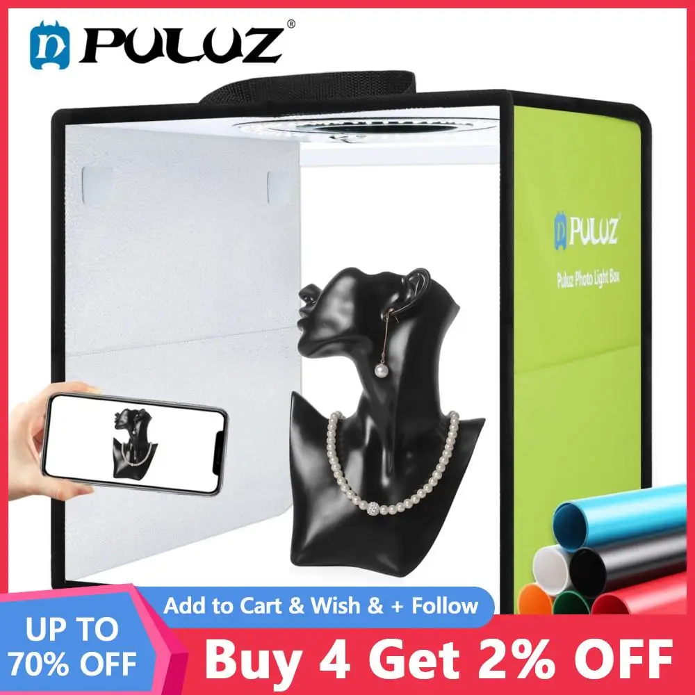 

PULUZ 30cm Lightbox Mini Foldable Photo Studio Box LED Light Box Photography Studio Shooting Tent Box Kit & 6 Color Backdrops