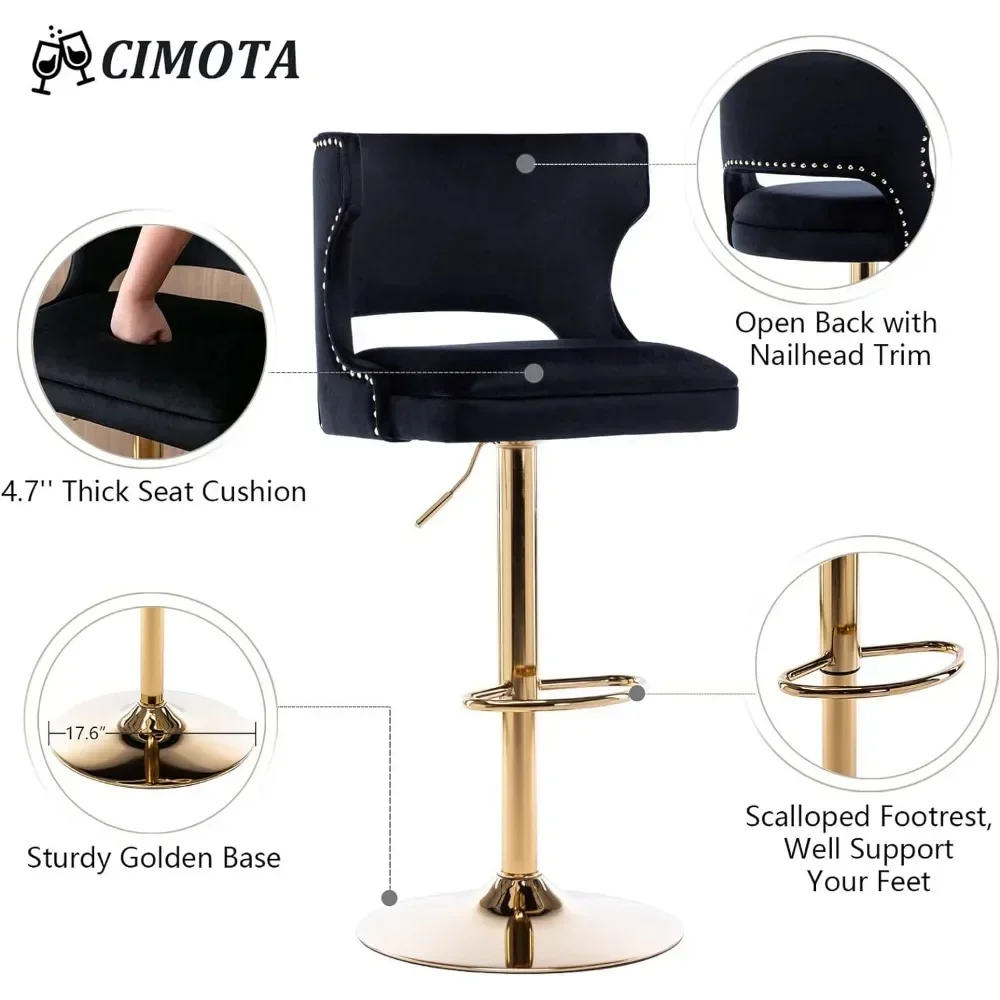 Drehbare Barhocker 4er-Set Xohenverstellbare Thekenhocker Moderner Samt-Barhocker Mit Offener Rückenirgne